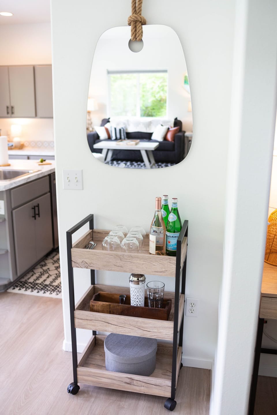 Bar cart with all the necessities