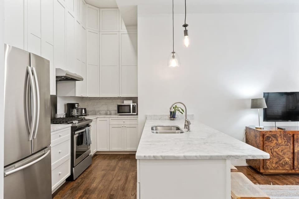 Kitchen space with bar seating 