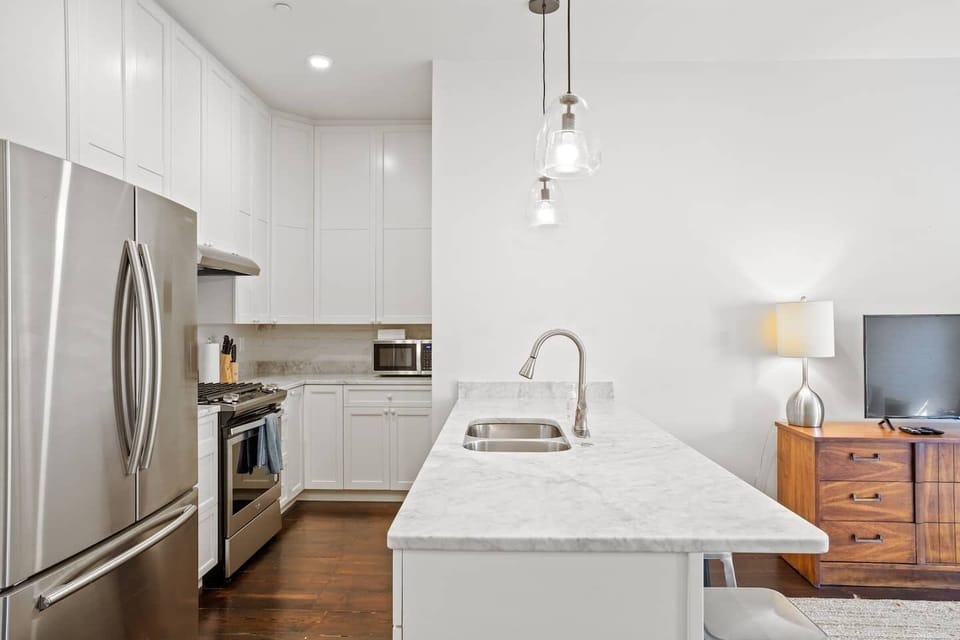 Kitchen with bar seating 