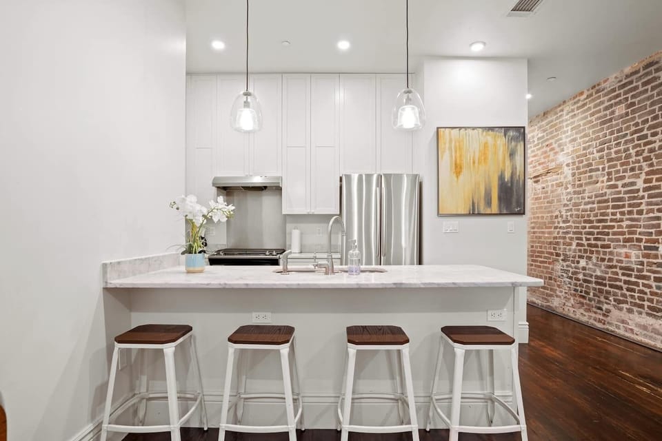 Kitchen space with bar seating 
