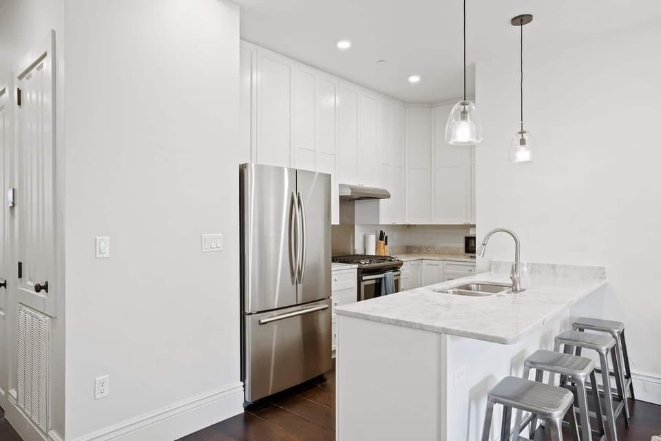 Kitchen space with bar seating 