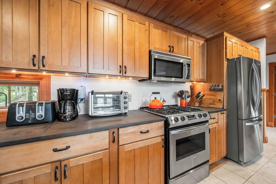 Kitchen with stainless steel appliances