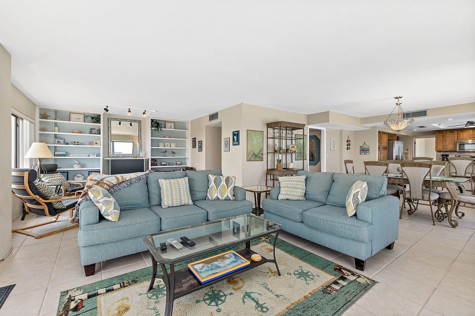 Open living from living room, dining room and kitchen