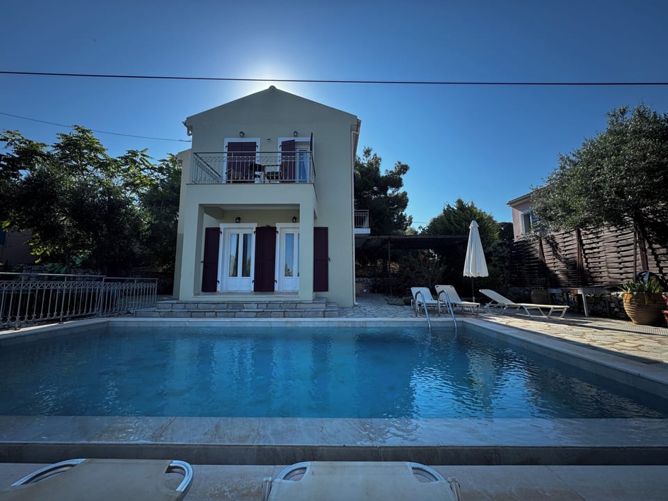 Morning sun over the villa.