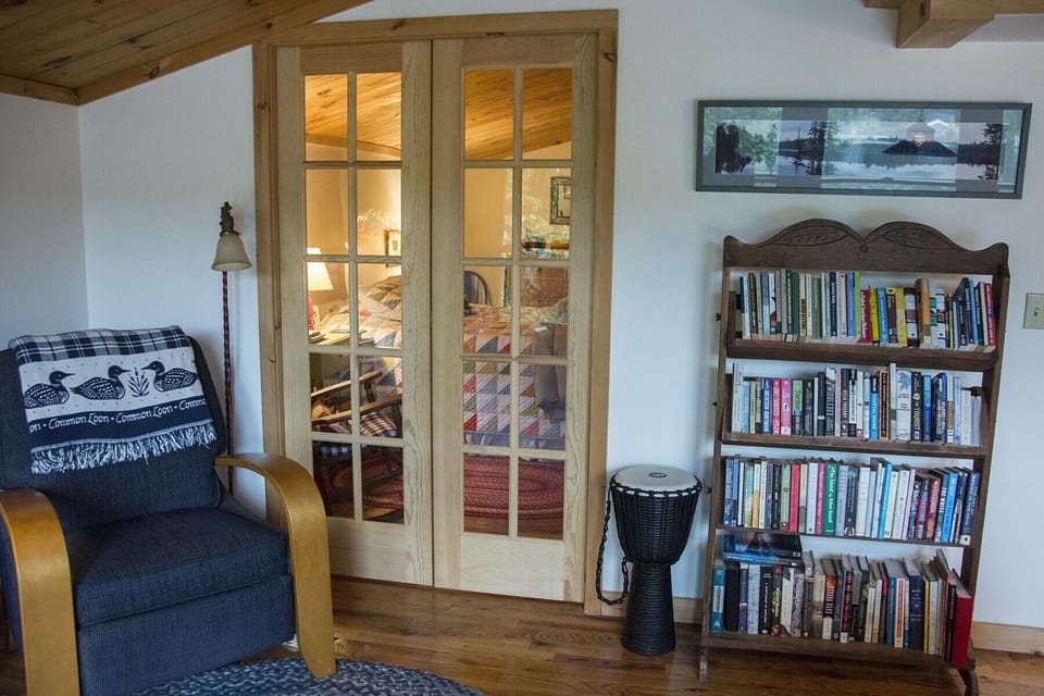 Pocket French doors leading to first floor queen bedroom