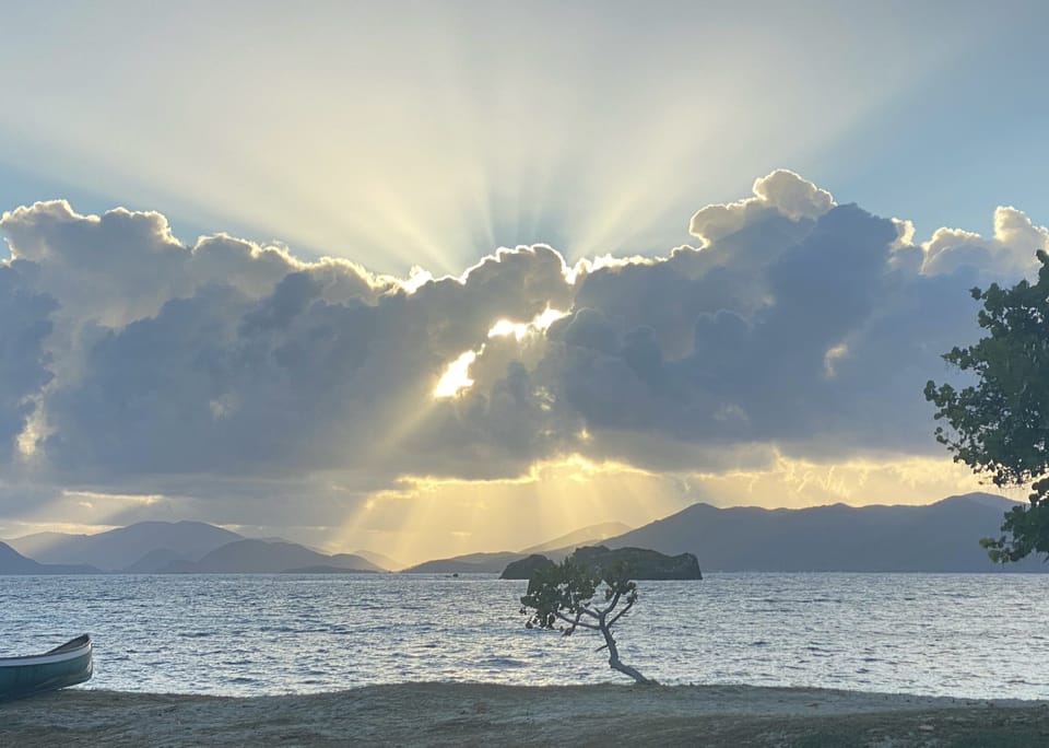 Beautiful sunrise on Sapphire Beach