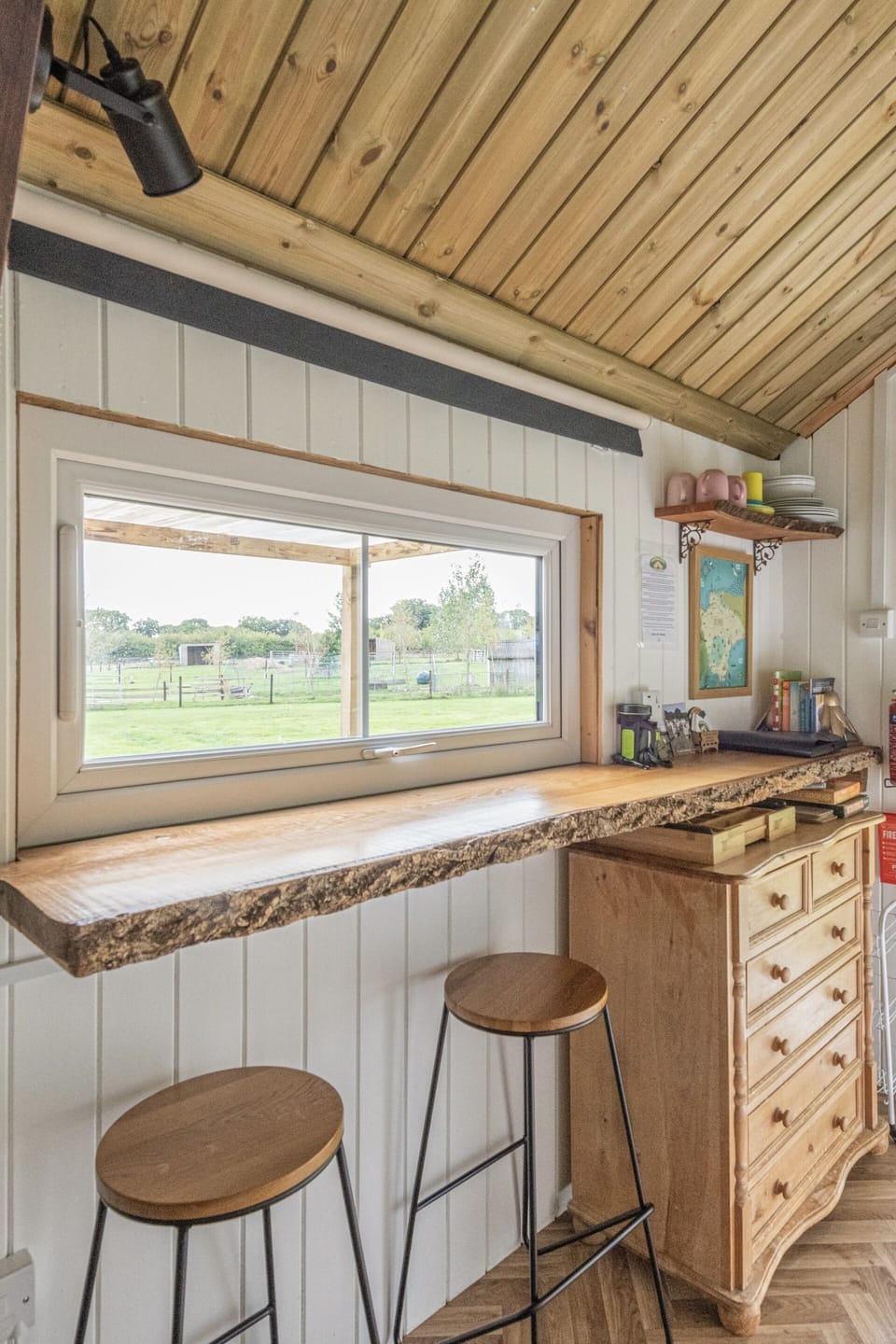 Breakfast bar in Henhouse cabin