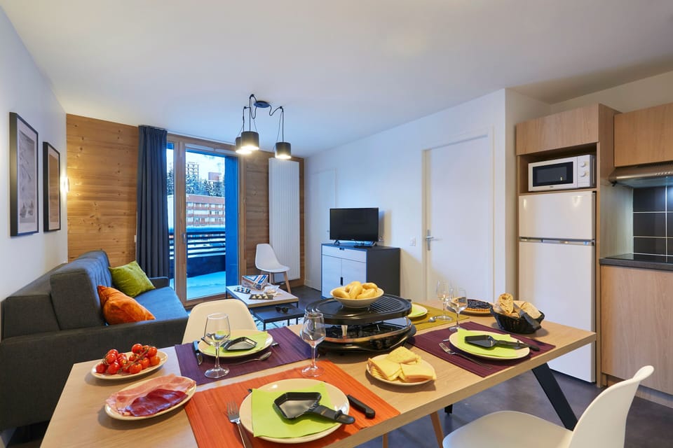 Enjoy a tasty meal at the dining table.