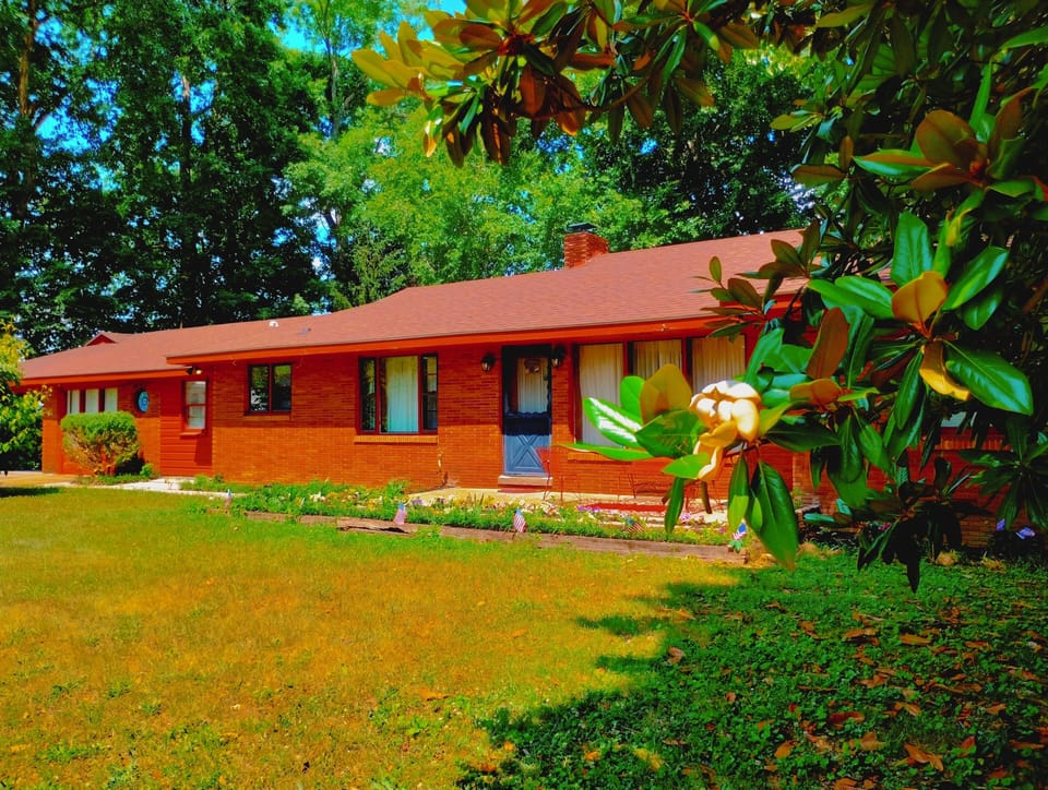 Front of house with magnolia