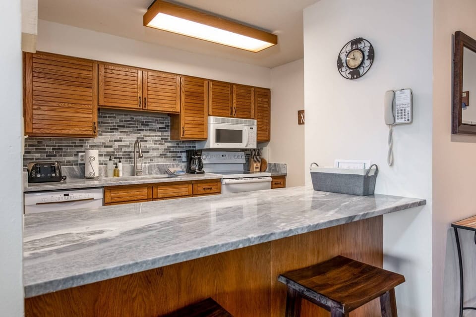 A warm, functional kitchen for your mountain getaway.