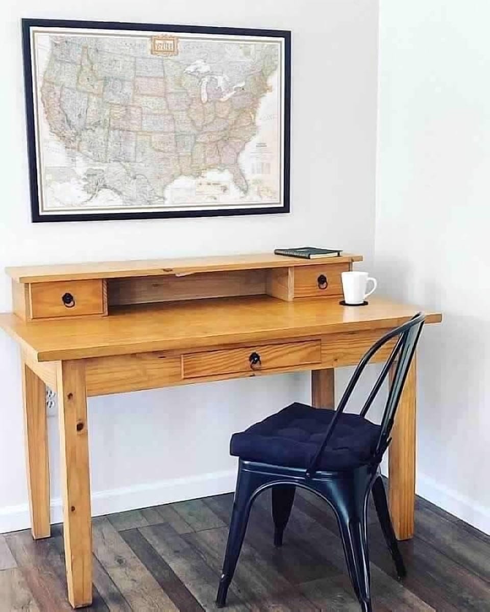 Sturdy office desk, located in the master bedroom