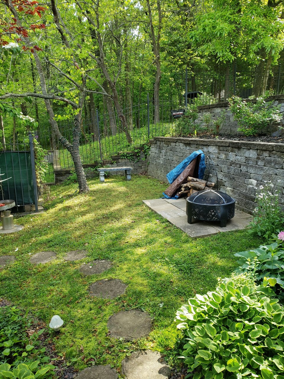 Back garden with another fire pit for guest use