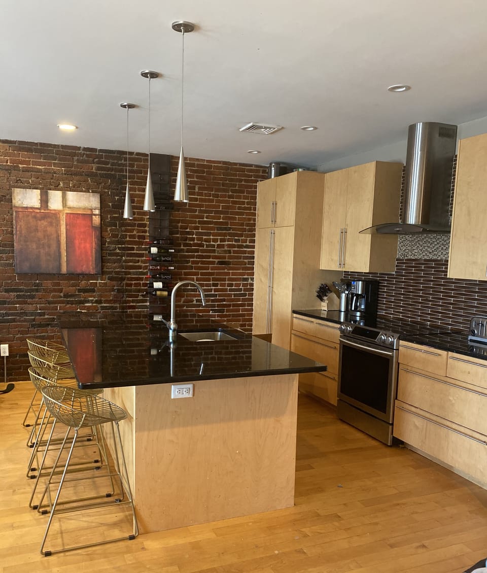 Open kitchen and living area.