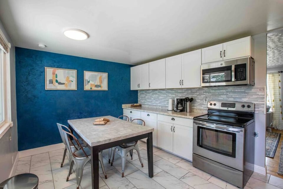 Fully stocked kitchen with some kid friendly items.