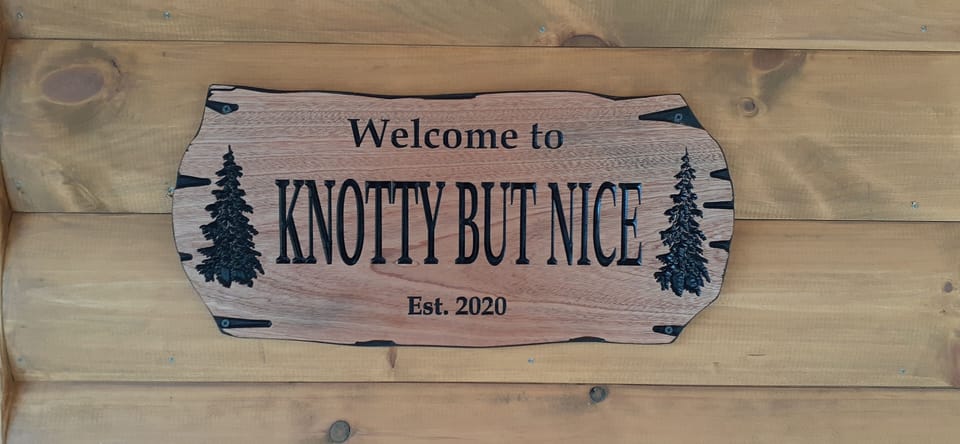 Welcome sign near front door