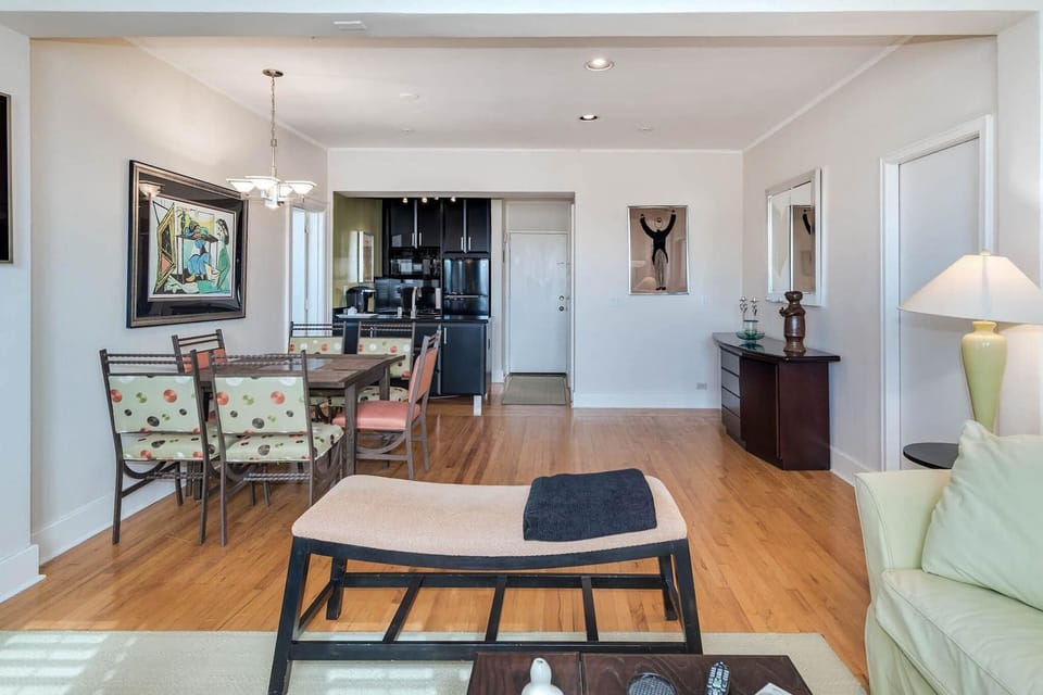 Lounge area and Dining area. AC and a Smart flat-screen TV
