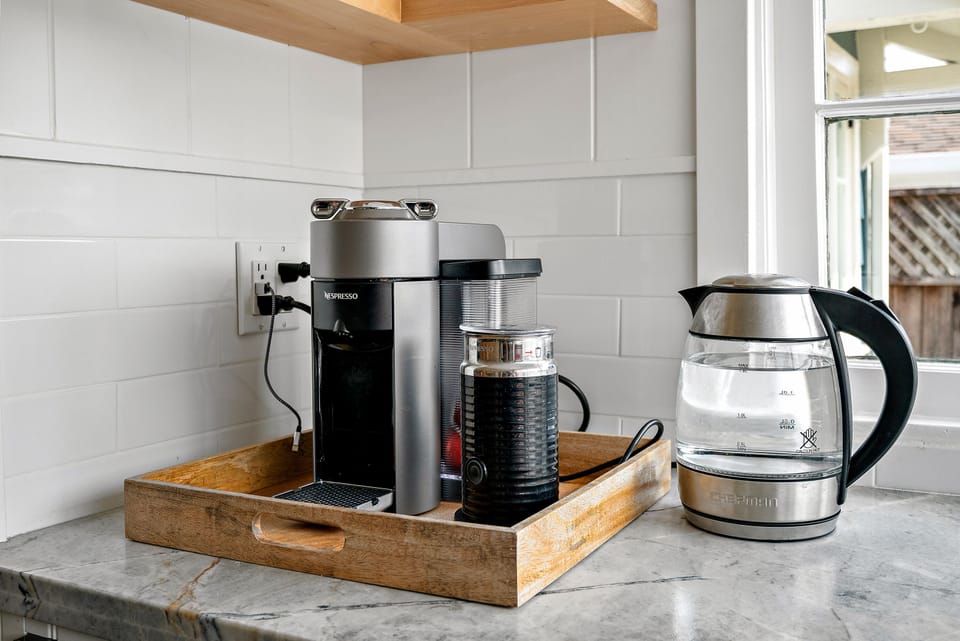 Nespresso Coffee maker and milk frother.
