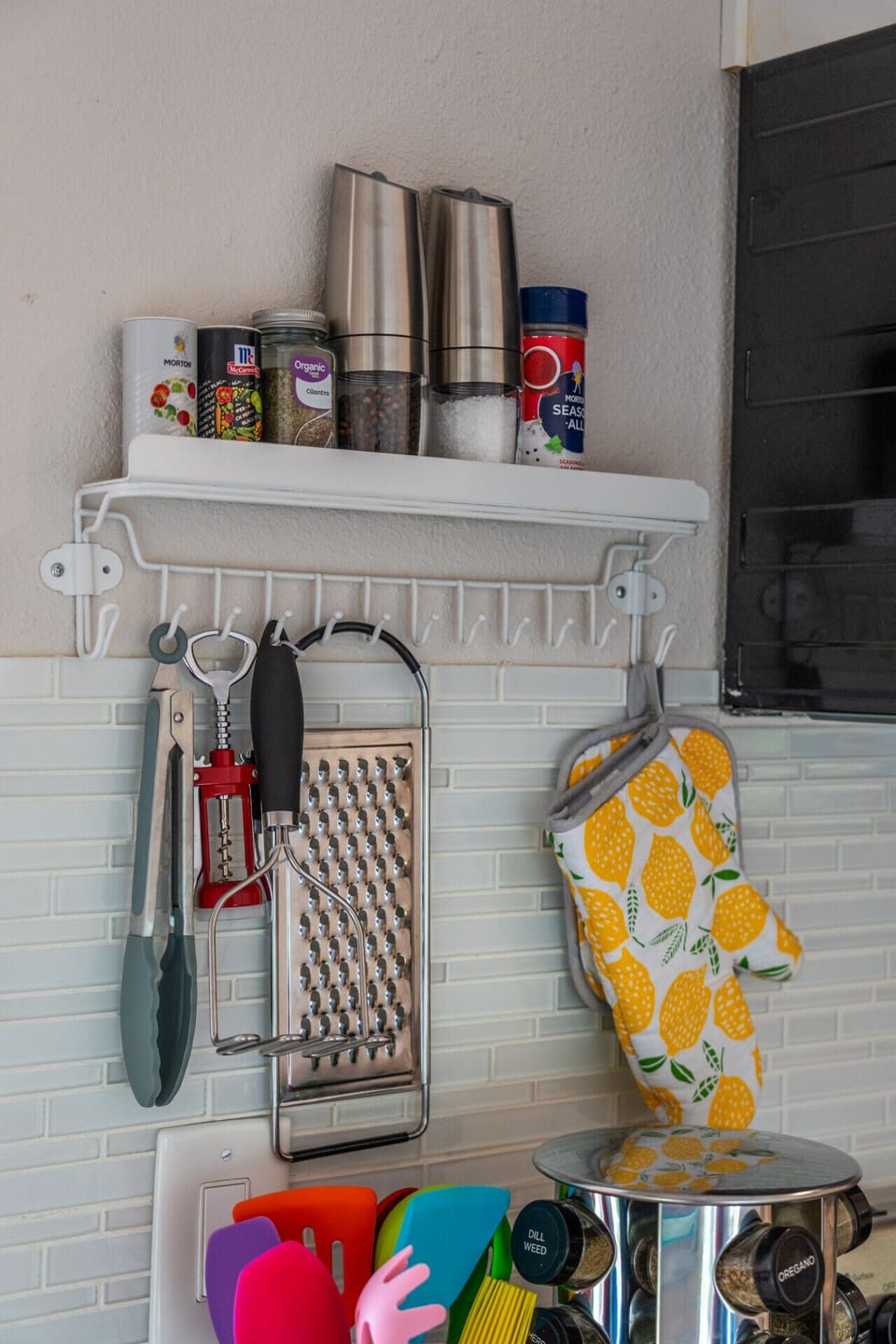 Plenty of spices & utensils.