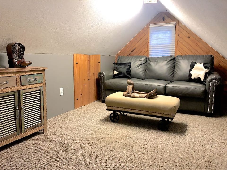 The loft space has additional seating