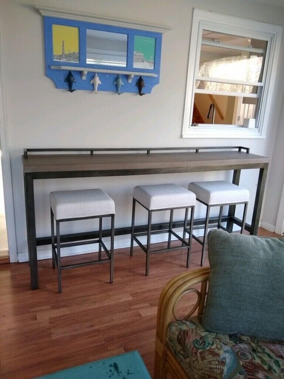 Bar seating in sun room