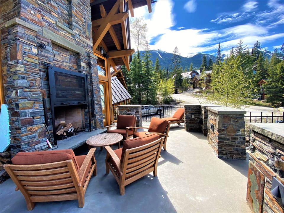Main deck with outdoor fireplace