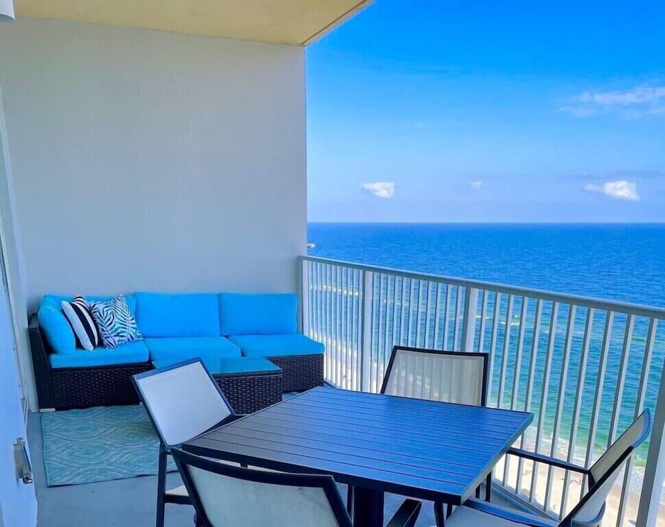 Relax on the balcony with a refreshing beverage or morning coffee. 