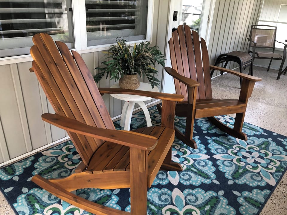 Comfy Adirondack rocking chairs to enjoy the view!