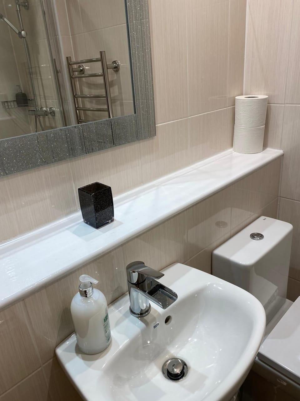 Sink and toilet facilities for your convenience.