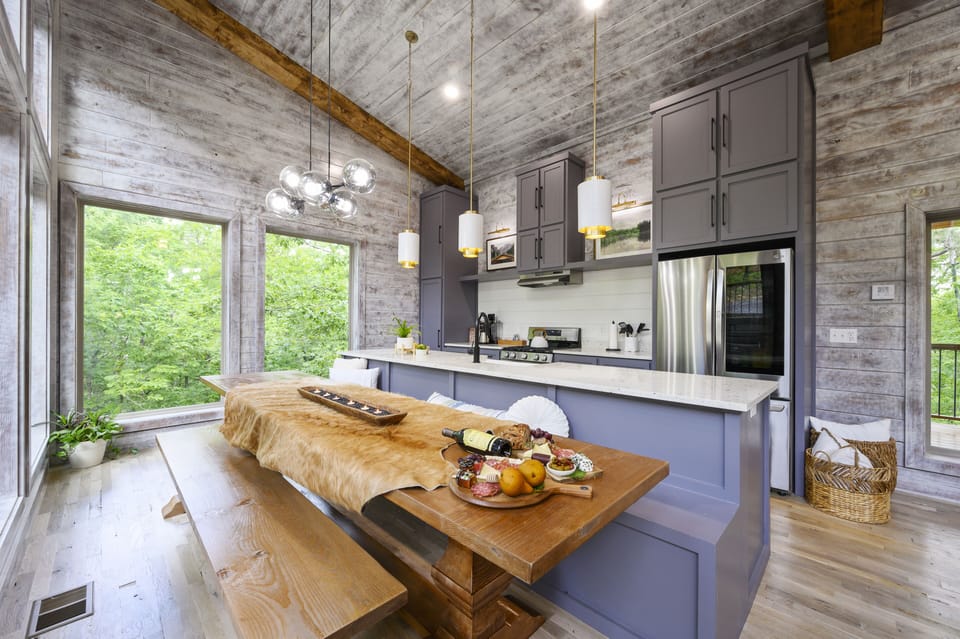 Custom 11 ft. dining table - enough seating for all guests.