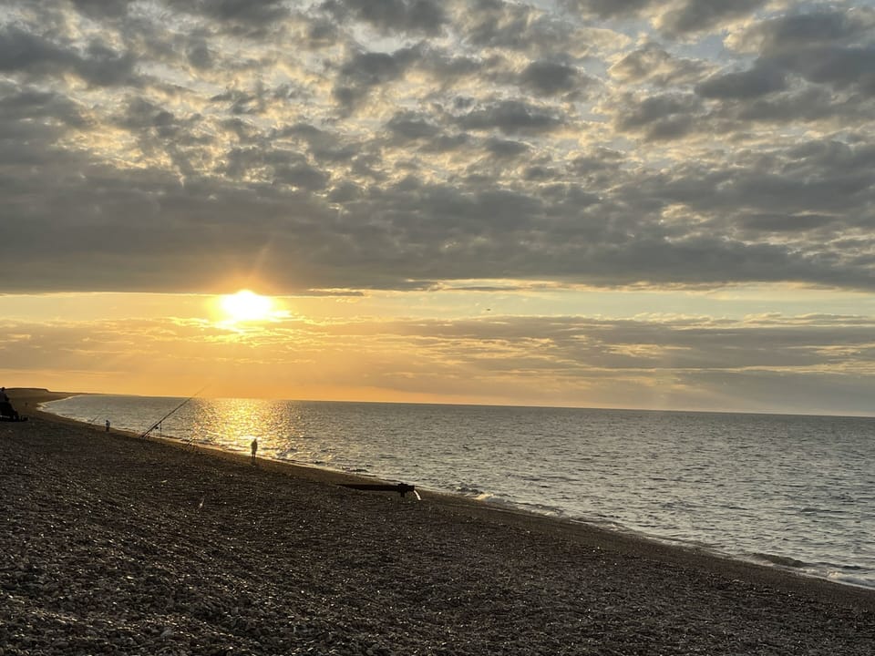 Watching the sun go down on Weybourne Beach. 