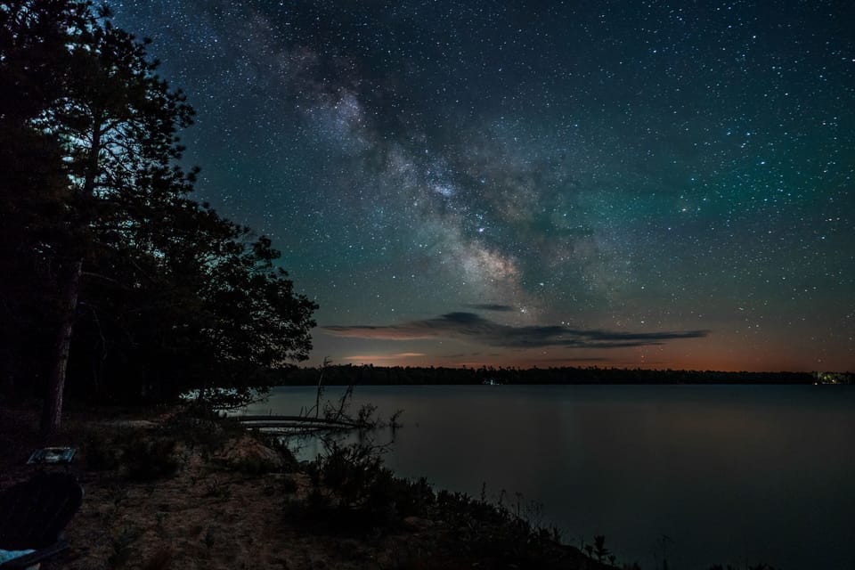Southeast view of sky in summer months, Milky Way visible with the naked eye. 