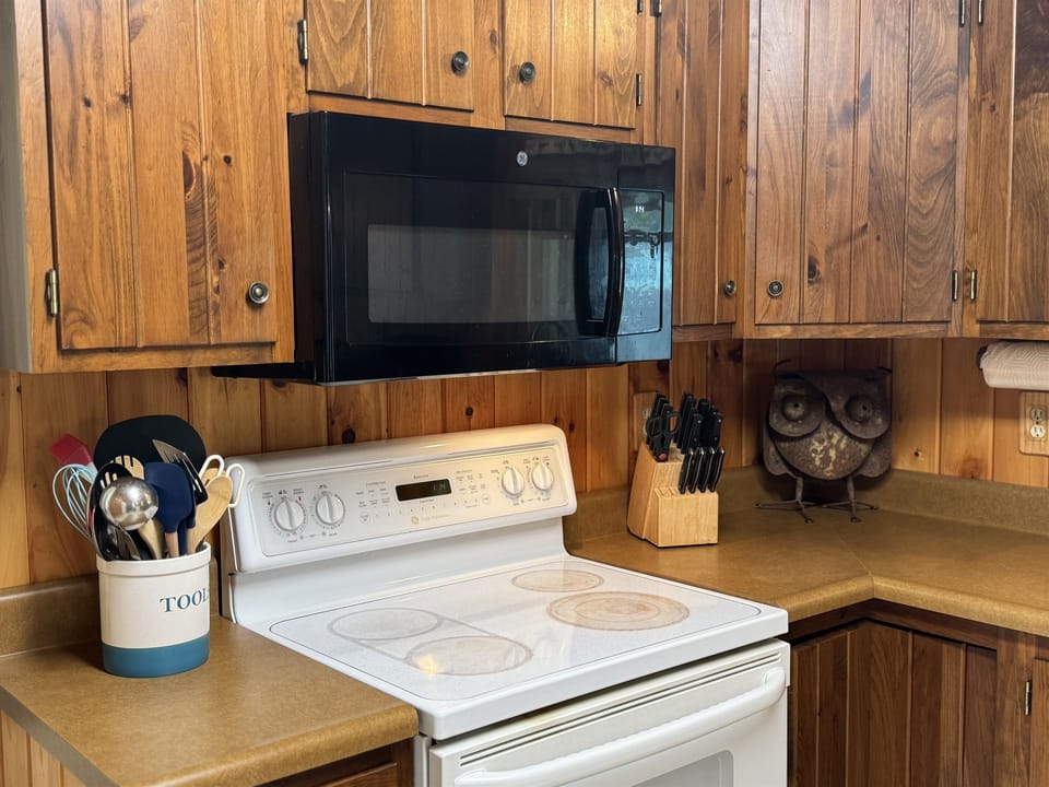 Kitchen stocked with all you need, you provide the groceries