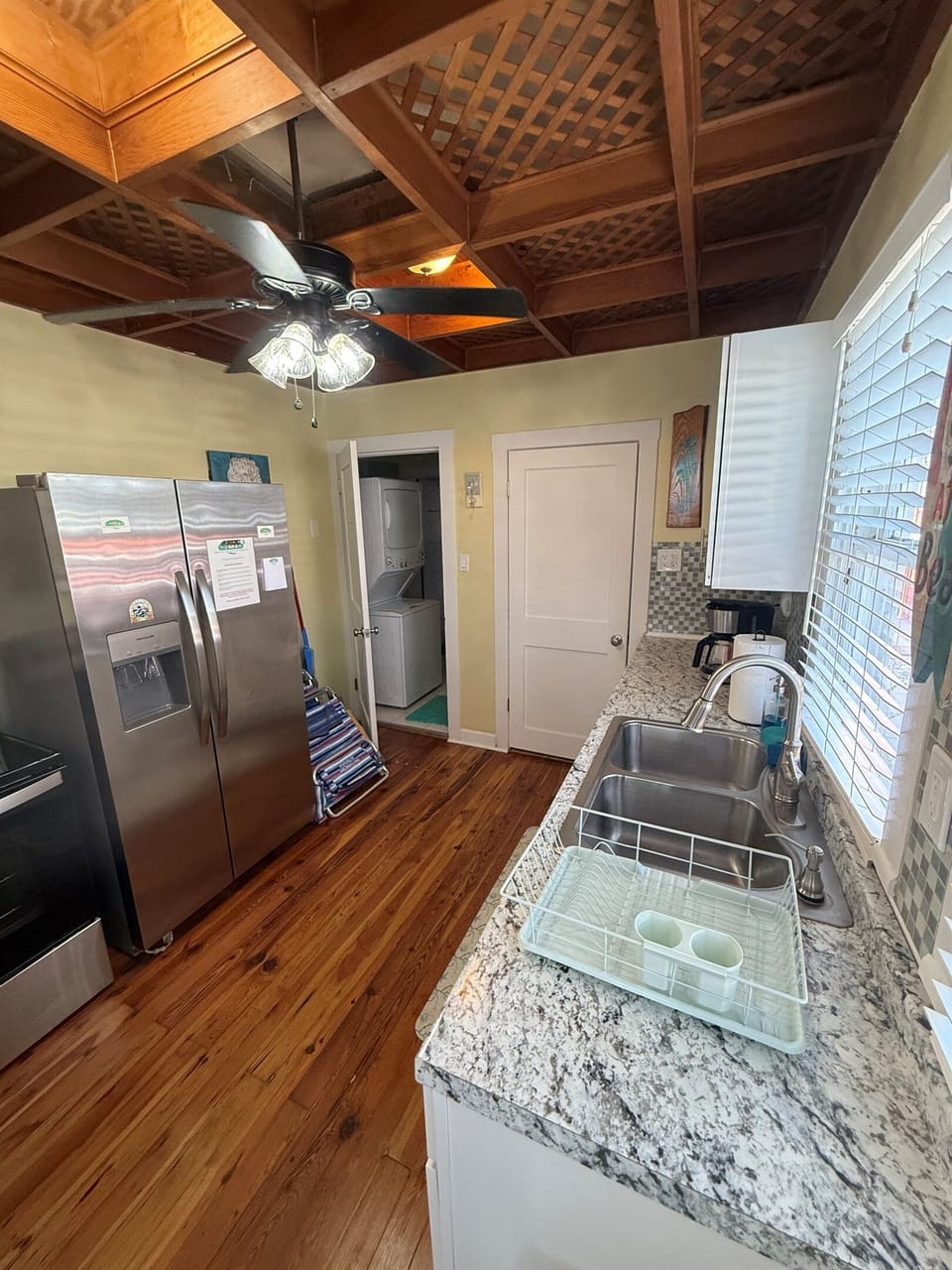 Full kitchen with stainless appliances, coffee maker, and everything stocked for cooking!
