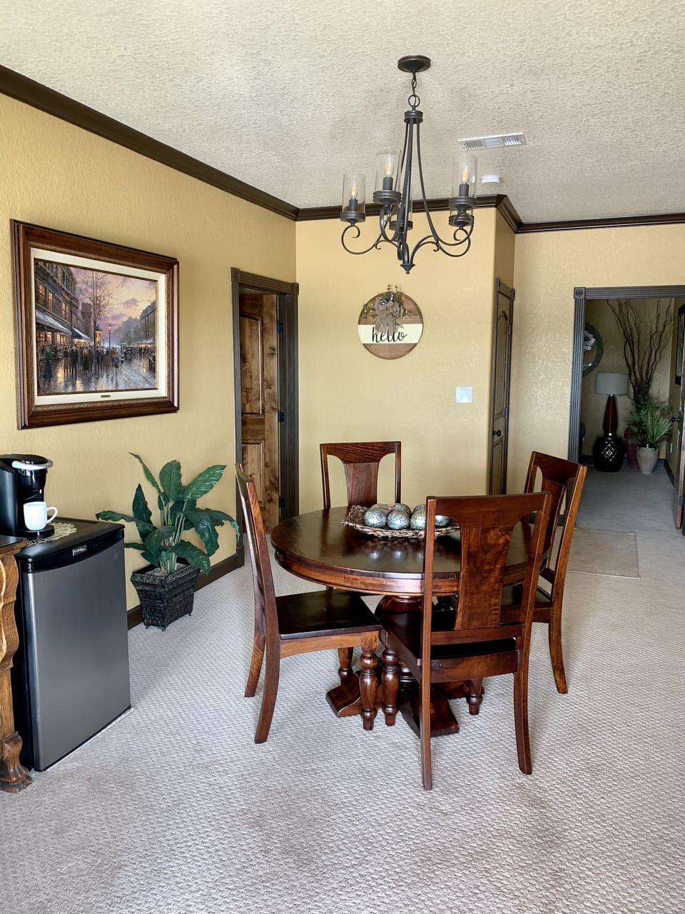 Walk in through your private entrance to the common area. 