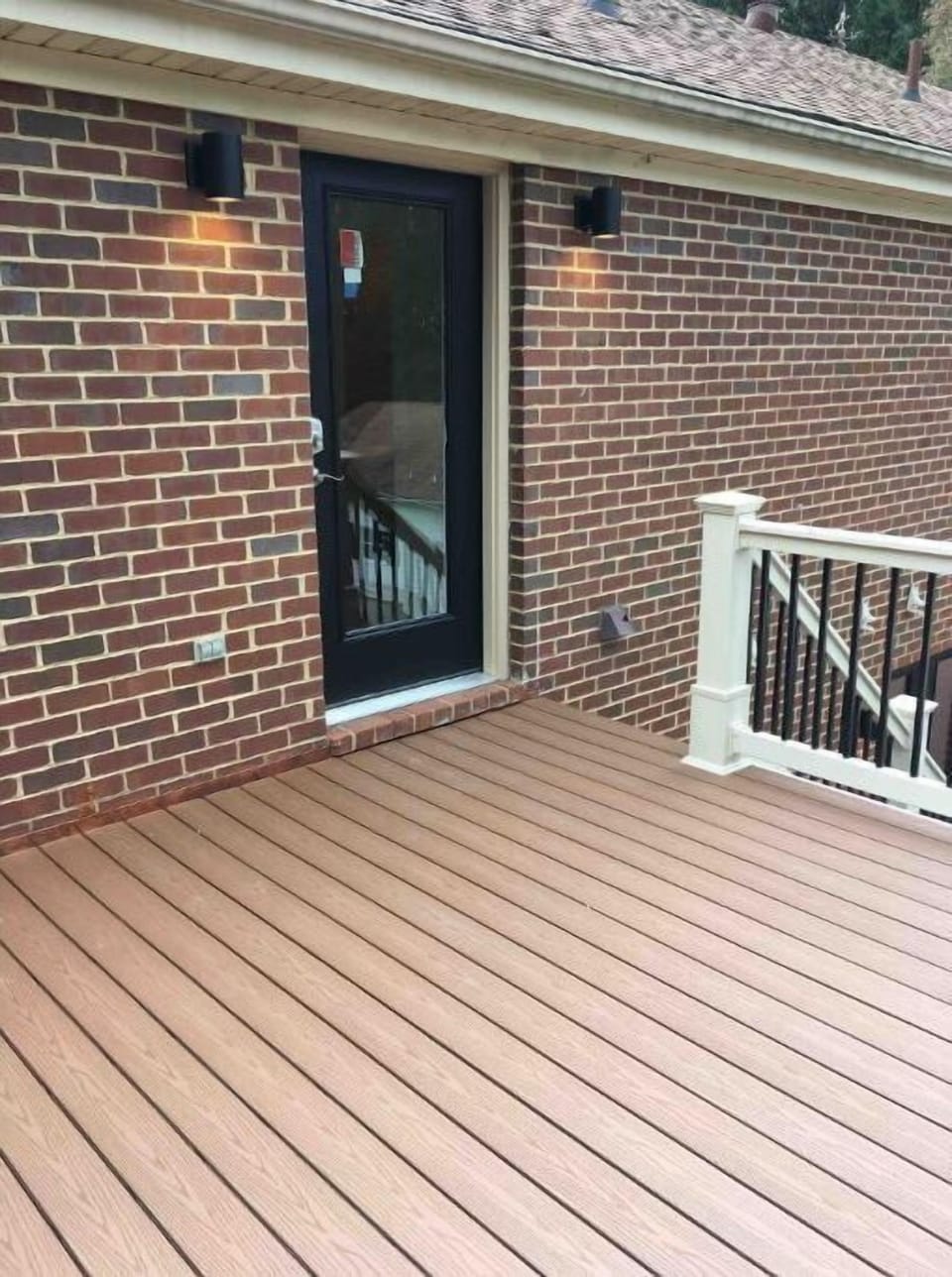 Private entry door with deadbolt and key code access
