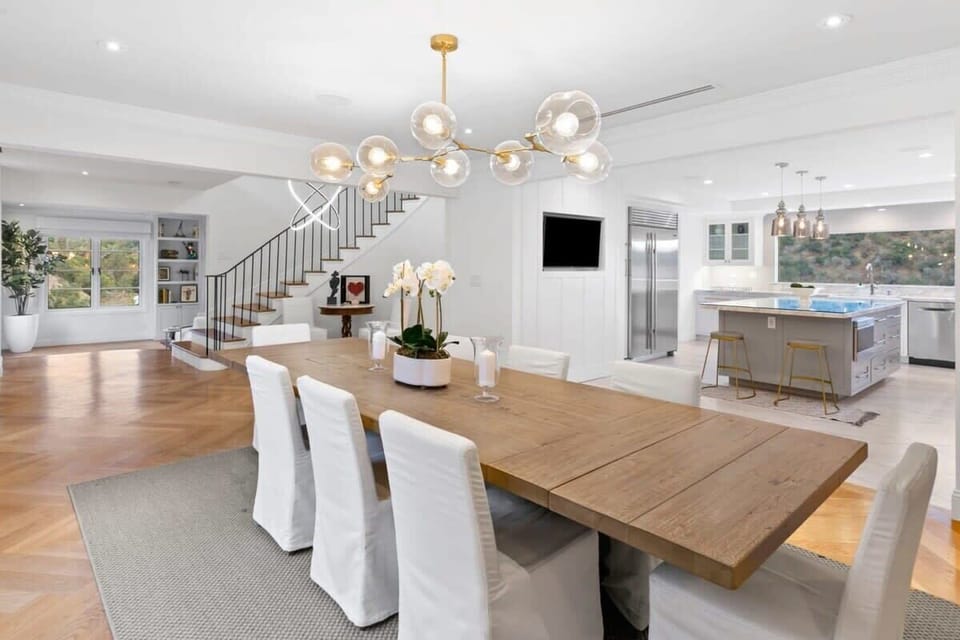 This beautiful open layout for this kitchen and dining area is perfect for family enjoyment.