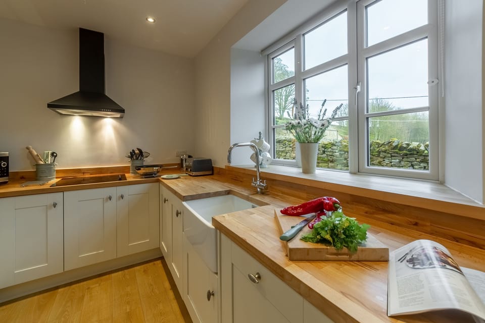 Ground floor: Kitchen with views over the fields