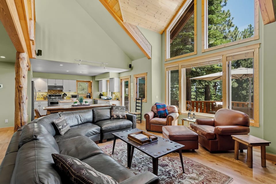 Alternate view of the great room - floor to ceiling windows face the lake