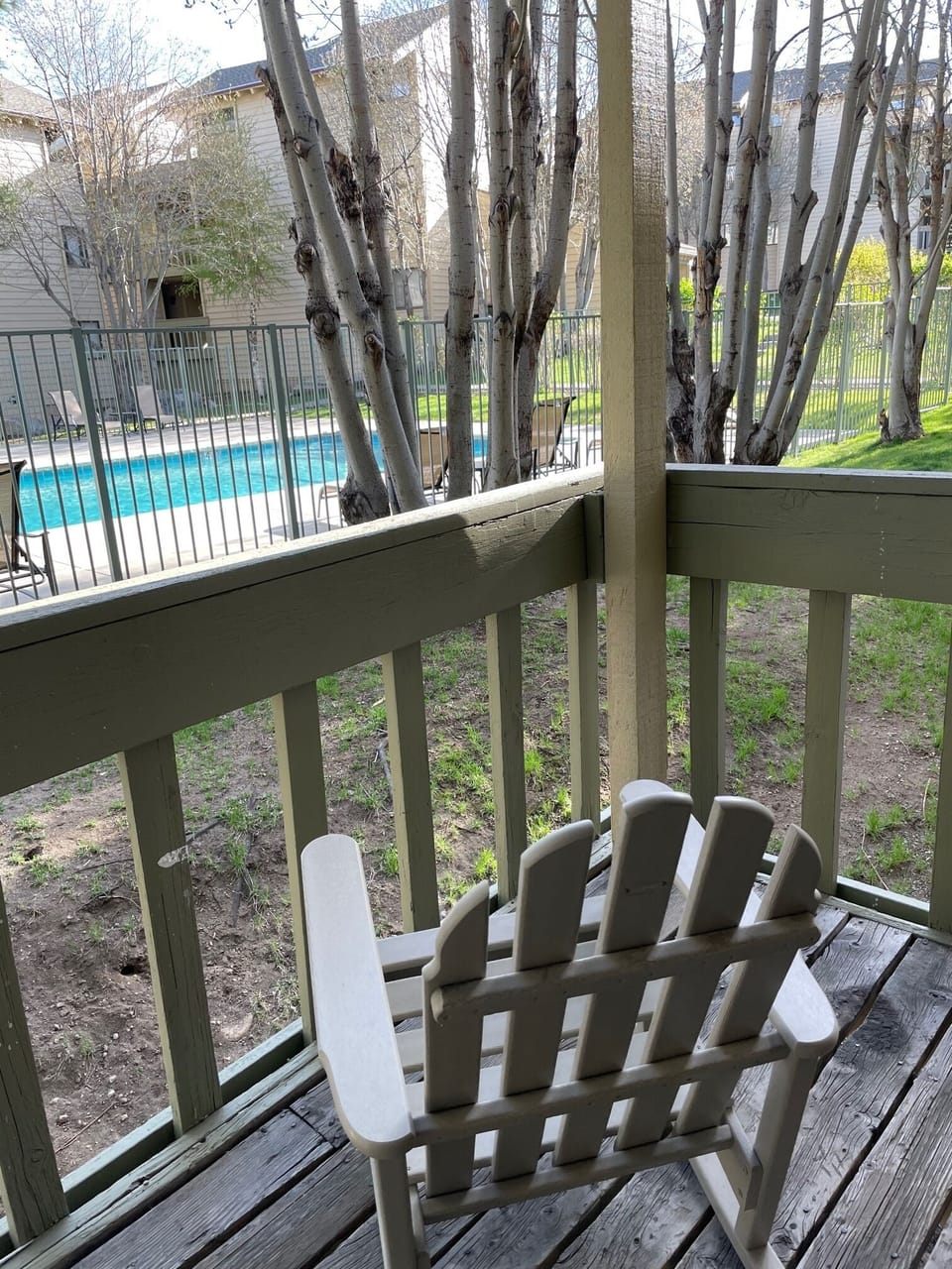 Condo overlooks pool