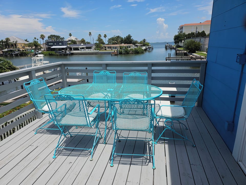 Outside private upper patio with water views