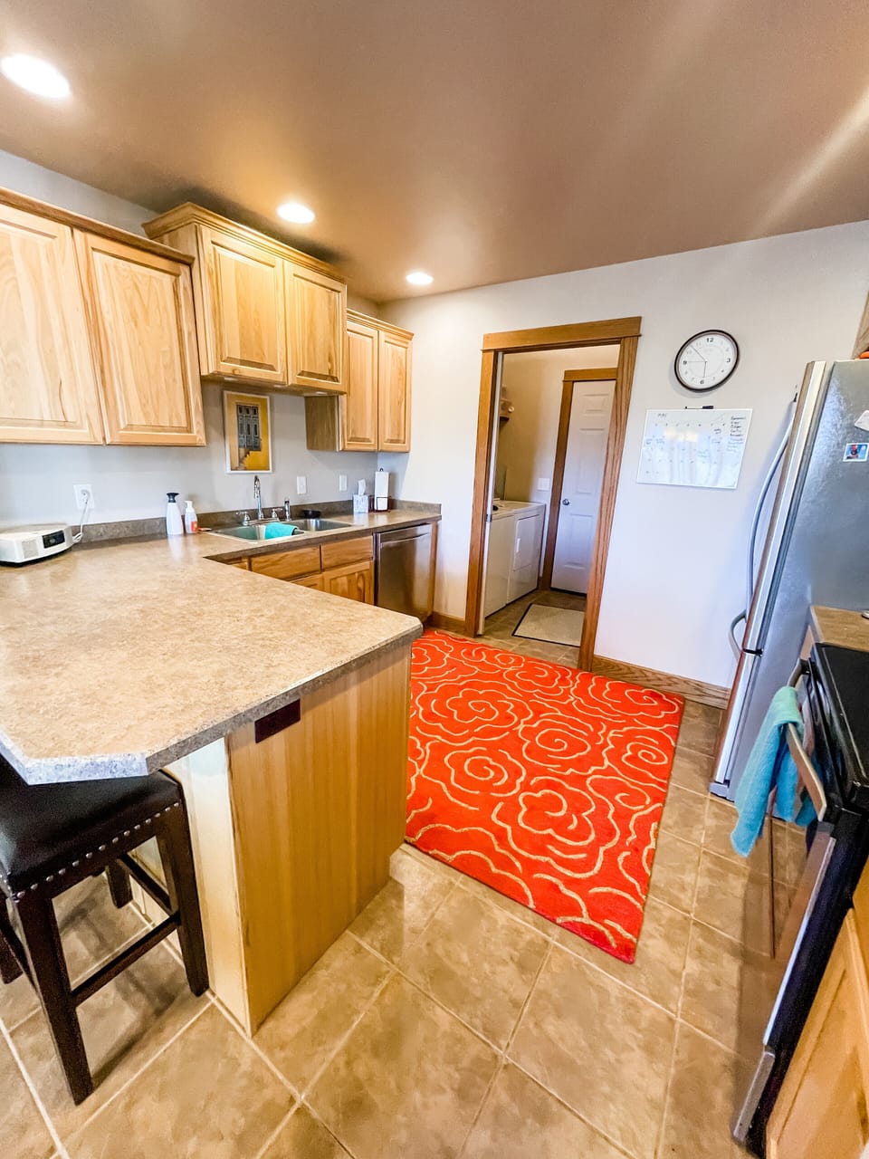 Kitchen toward laundry area