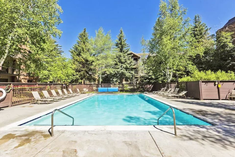 Outdoor heated saline pool