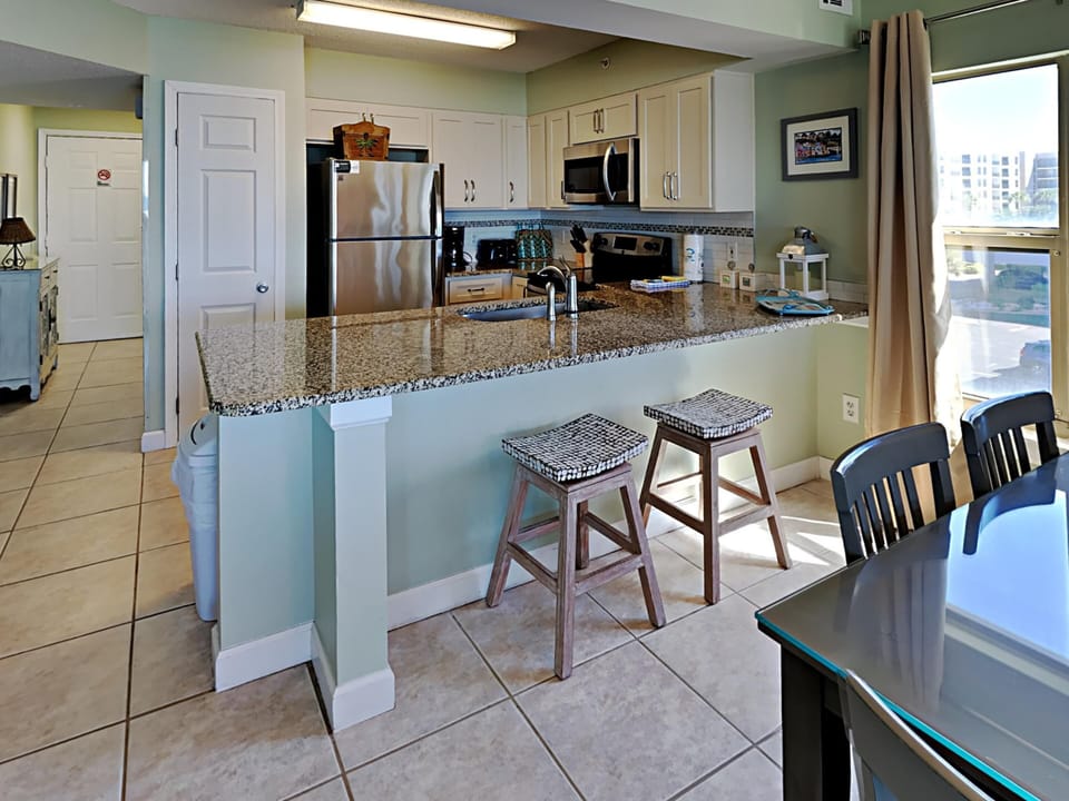 Bar Seating and Kitchen
