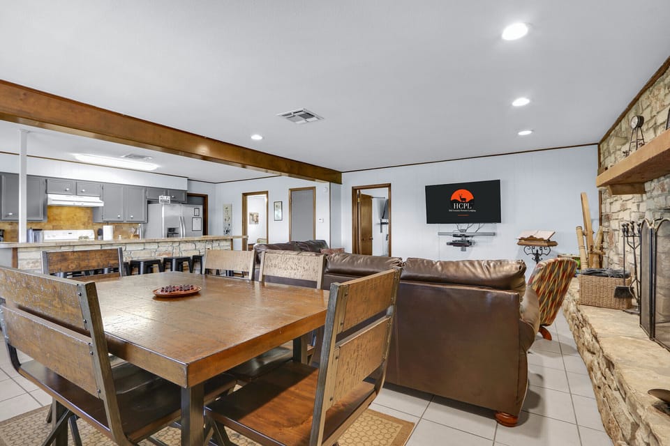 Behind the living room is the dining area