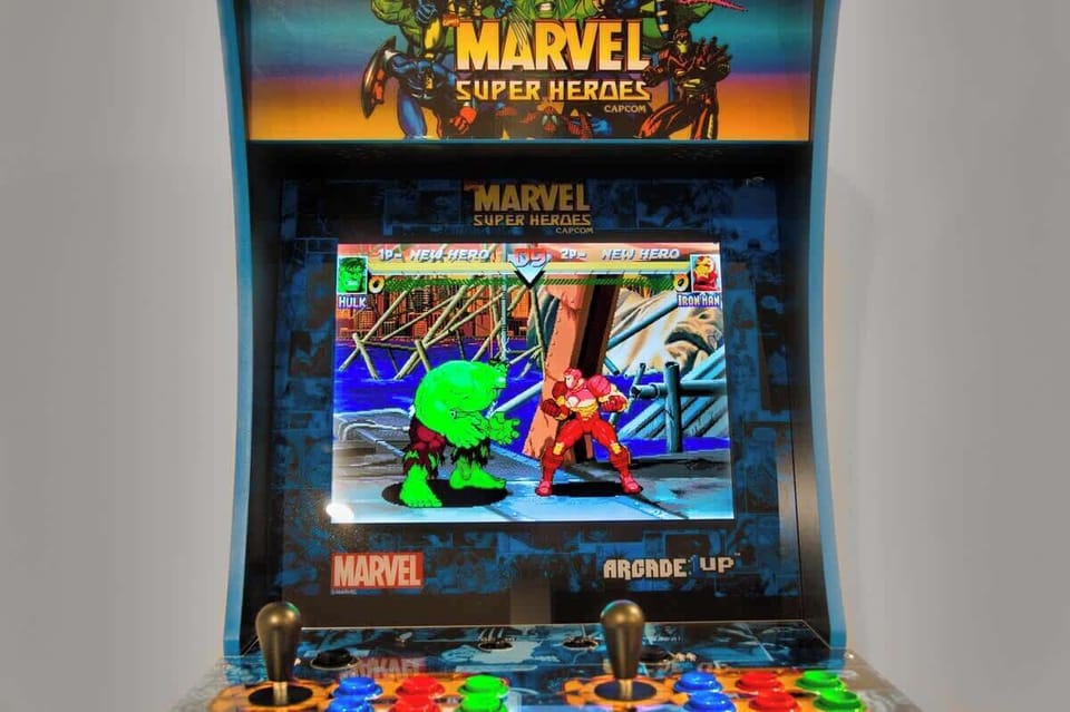 Close up view of Arcade Machine - The Hulk vs Iron Man