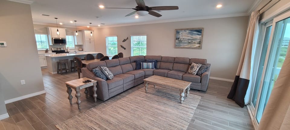 Living Room w/ Queen Sleep Sectional & 75-Inch Smart TV