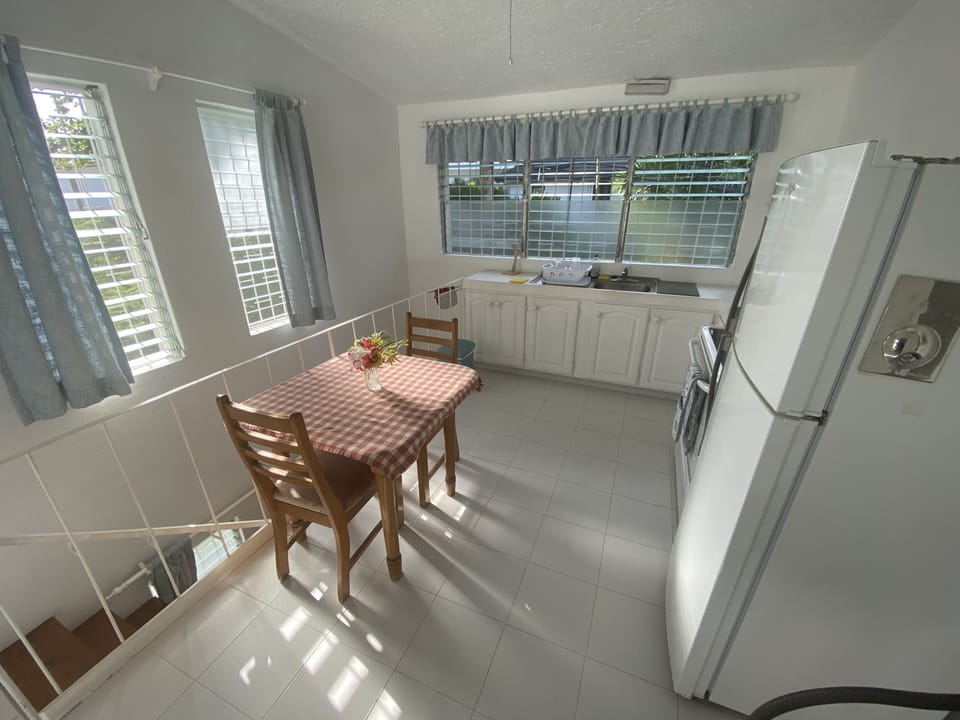 Spacious and well equipped kitchen / dining area.