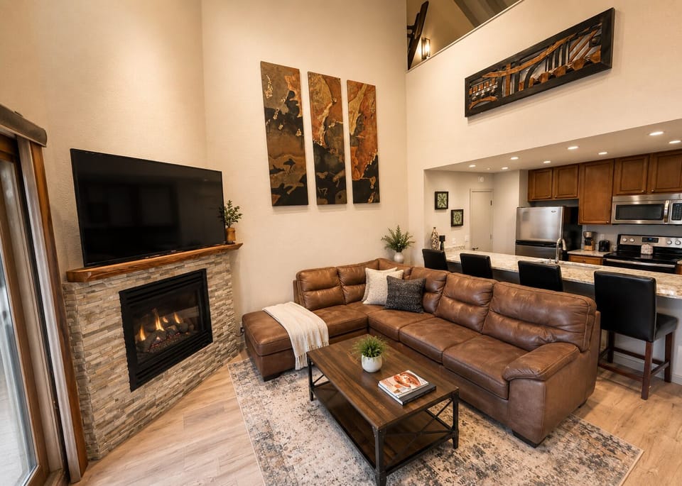 Take in the mountain views and relax in front of the fire in this luxury condo. 