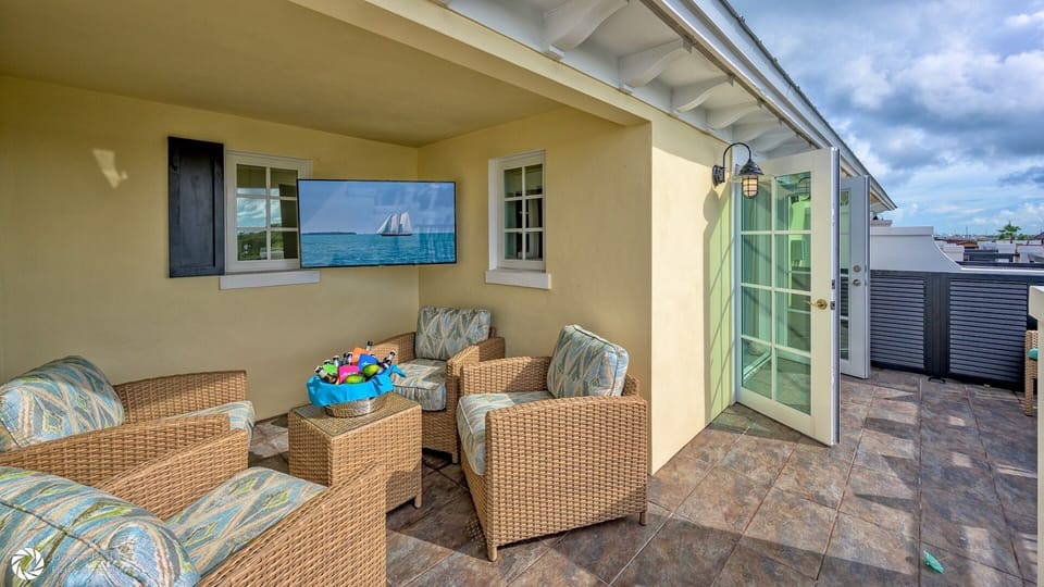 Rooftop Terrace with lounge area and flat screen TV...