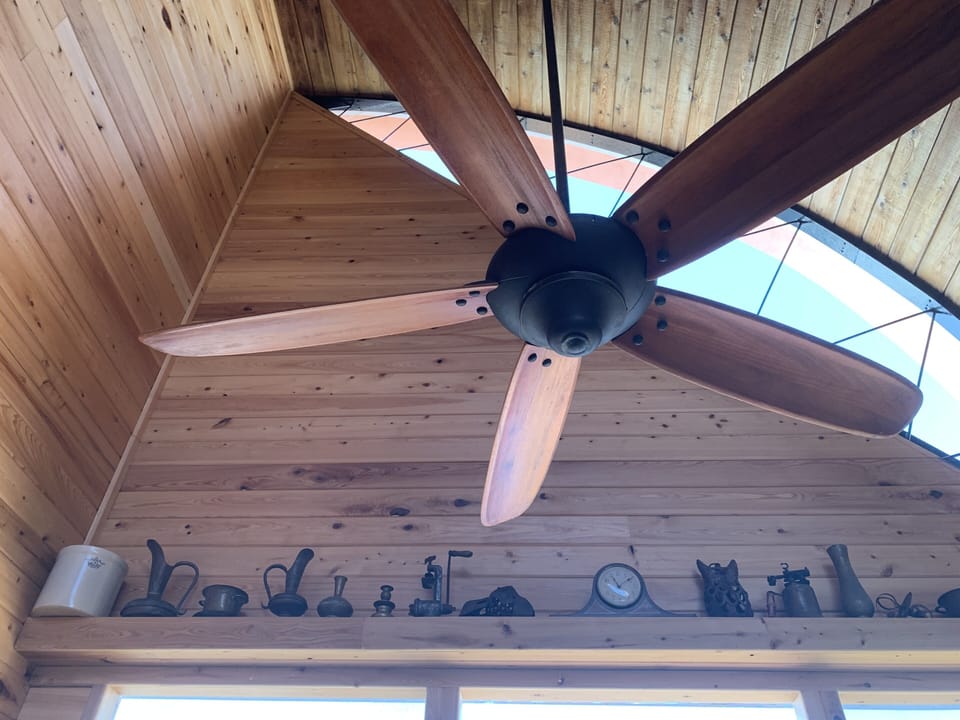 View of "half moon" window at top of great room.